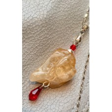 744 collier citrine, swarovski rouge, argent sterling
